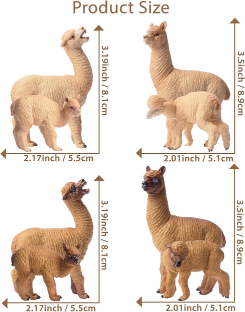 Toymany 8PCS Realistic Alpaca Figurines, Plastic Llama Figures for Christmas Birthday Toy Gift for Kids