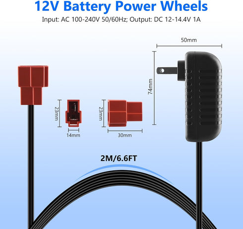 12 Volt Battery Charger for Kids Electric Car Riding Toy, 14.4V 1000MA Power Adapter with Red Square Plug