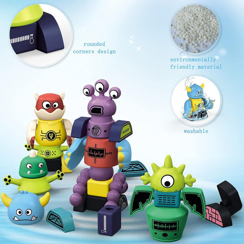 Gifts2U 35 Set Playset 3-6 Magnetic Robots for Kids, PCS Magnetic Blocks with Storage Box, Stacking Robots Toy STEM