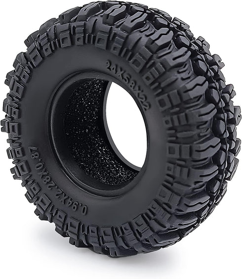 RCHUBAM 4PCS 1.0" Crawler Tires, Micro Rubber Tires for 1/18 TRX4M Axial 1/24 SCX24 Deadbolt Bronco RC Crawler Car