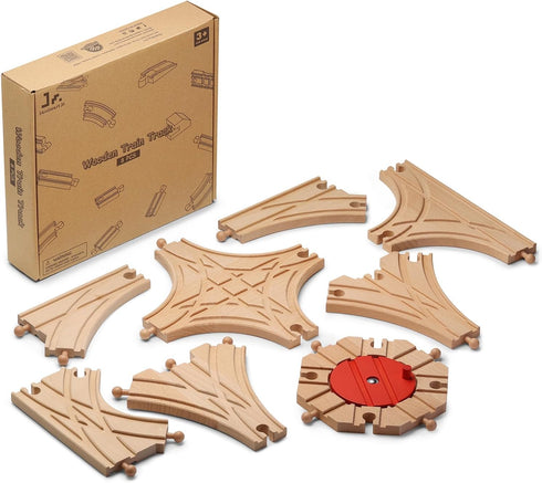 SainSmart Jr. Wooden Train Track 8pcs, Track Expansion Compatible with All Major