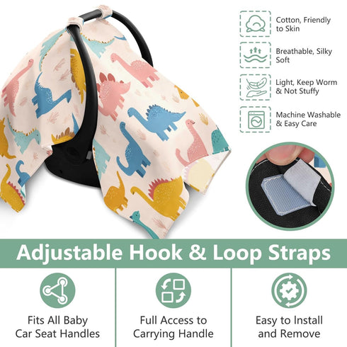 Mazeann Cute Dino Dinosaurs Car Seat Cover Baby Breathable Soft Infant Carseat Covers Canopies Babies Carrier Covers