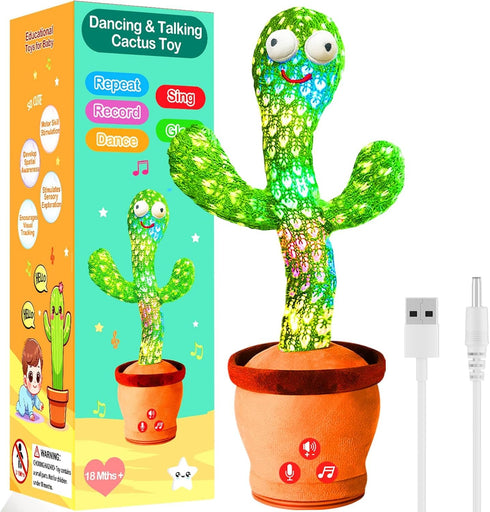 Rechargeable Dancing Talking Cactus Toy Mimics back, Singing Cactus Baby Toy, Educational