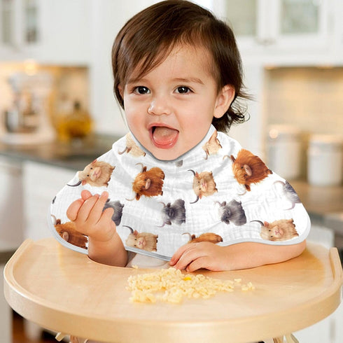 KEIGE 4Pcs Girls,11x22in,A110859 Cute Highland Cow Pattern Burp Cloth,Unisex Large Absorbent Soft Cotton Muslin Burping