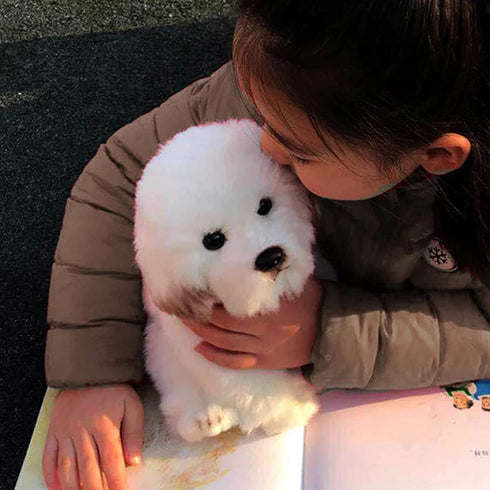 14" Realistic Plush Maltese Dog - Stuffed Animal Puppy Dog Toys - Soft Plush Pillow for Kids and Adults