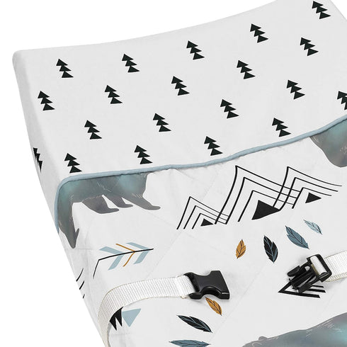 Sweet Jojo Designs Bear Mountain Boy Baby Changing Pad Cover Infant Newborn Diaper Table Change Mat Sheet - Slate Blue