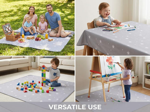 WOMUMON 51") Splat Mat for Under High Chair/Arts/Crafts, Washable Baby Spill Mat Waterproof Anti-Slip Floor Splash Mat