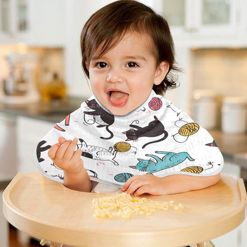 YETTASBIN Cat Muslin Baby Burp Cloth, Super Soft Absorbent Cotton Burp Rag Baby Bibs Feeding Cloth for Newborn Boys