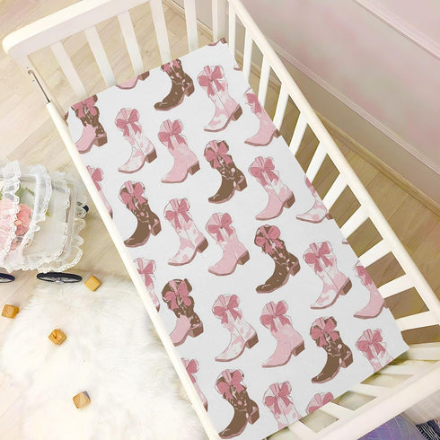 Sheet,52x28IN Pfrewn Crib Sheets for Boys Girls Cowgirl Boot Pink Fitted Crib Sheet Fits Standard Crib Mattress Pads