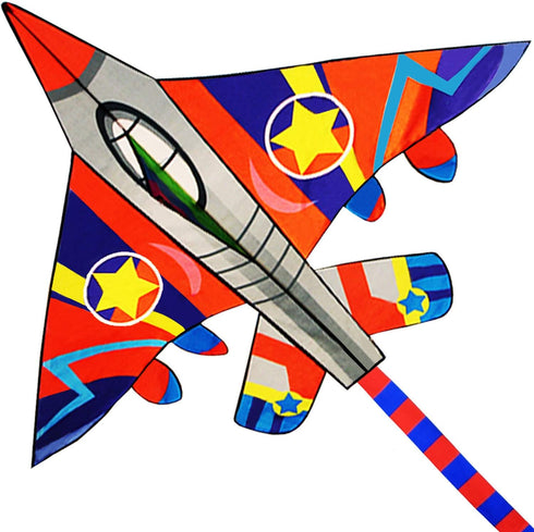 58" Fighter Plane Kite for Kids & Adults, Easy to Fly, with Reel and 200ft String by HONBO