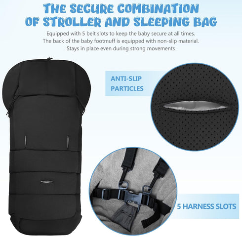 Pugwoy Universal Baby Footmuff for Strollers,Stroller Cover for Winter with Hooded Design,Waterproof and Windproof