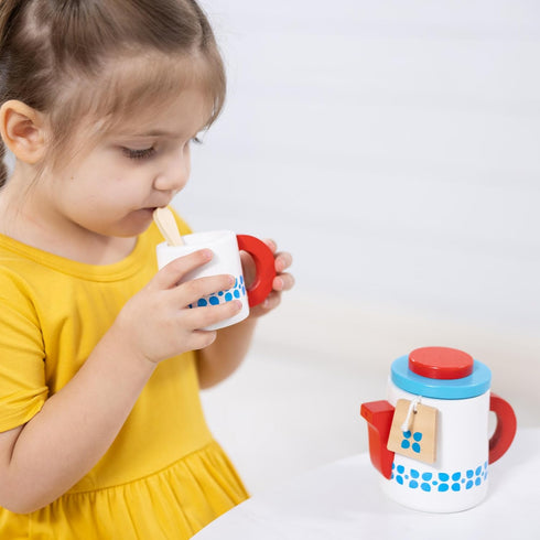 20-Piece Set Melissa & Doug Steep and Serve Wooden Tea - Play Food and Kitchen Accessories