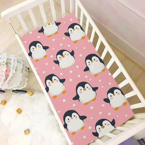 Caikeny 27 39 Fitted Crib Sheet for Boys Girls Cute Pink Penguins Baby Crib Sheets Bassinet Sheets Crib Mattress Bed