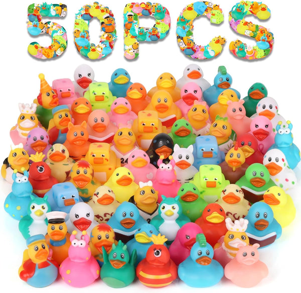 50 Pack Rubber Ducks for Kids Bath Toys and Jeep Ducks for