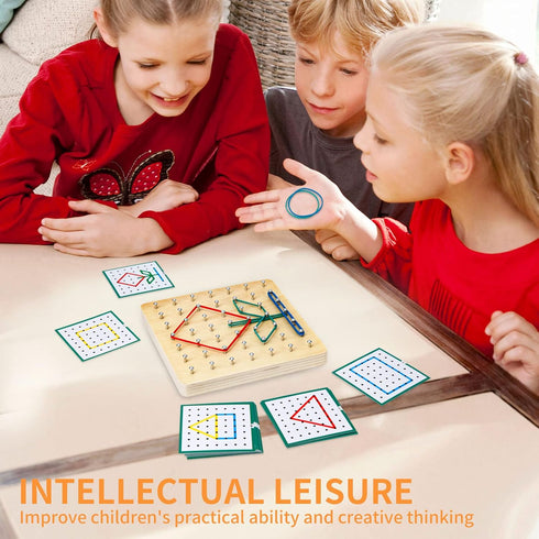 (6 6 0.6 HEELWIRE Wooden Geoboard,Montessori Toy,Graphical Mathematical Education Toy for Kids with Pattern Cards