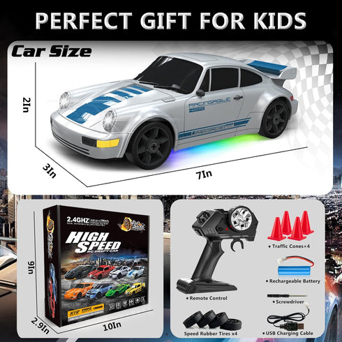 1:24 4WD 15KM/H RC Drift Car Remote Control Car High Speed Racing Sport Car with LED Lights RC Cars Toy for Kids Boys