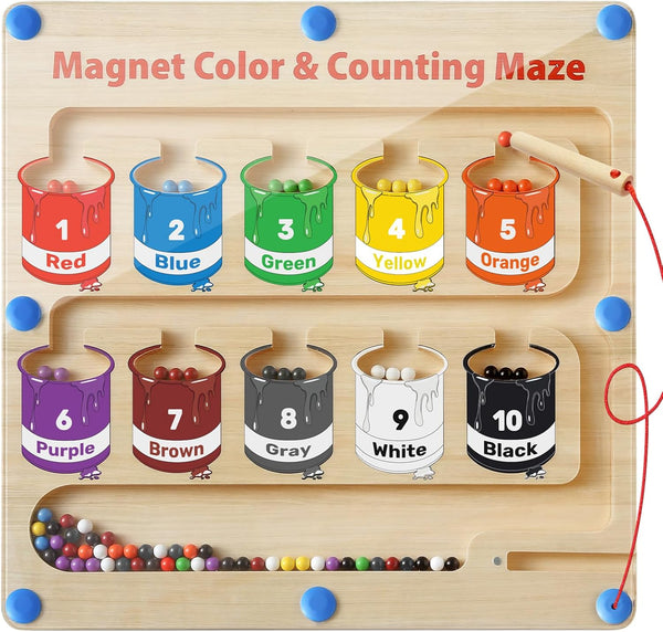 Magnetic Color and Number Maze, Montessori Toys for 3+ Year Old, Educational Fine Motor Skills Toys for Kids