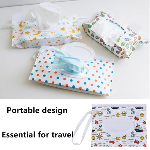 Selxran 2 Travel Wipes Case, Pcs Wipe Container Travel Wipe Dispenser Wet Wipes Box Cute Clamshell Wipes Case Reusable