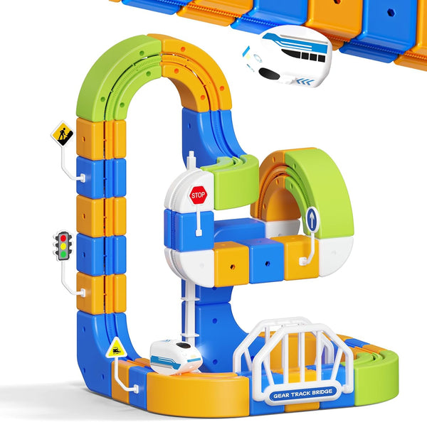 Fortand Electric Train Set Flexible Racetrack for Kids 3-8, 124PCS(36Track +1 Train)
