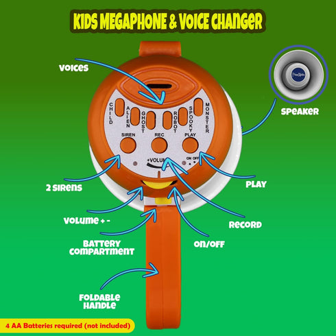 5-6-7-8+ Megaphone for Kids - Cool Voice Changer Toy for Kids - Record & Play and Siren - Ideal Gift for Boys & Girls