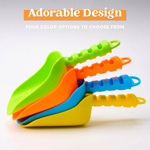 Sloosh Beach Sand Shovels for Kids, 4 Packs Colorful Scoops for Outdoor Digging Play, Heavy Duty Plastic