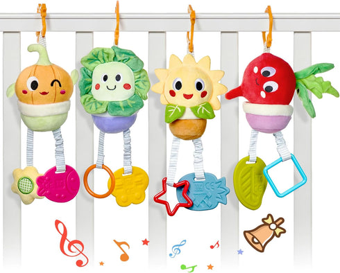 0 3 6 12 TUMAMA Baby Toys Months, Soft Hanging Stroller Toys Potted Plant Crib Car Seat Toys, Infant Newborn Crinkle