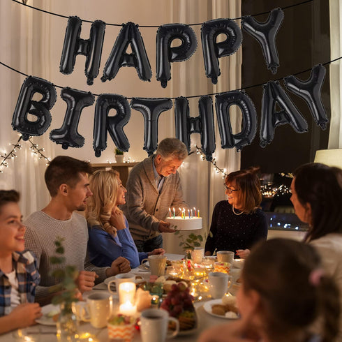 Happy Birthday Balloon Banner Party Kit, 16 Inch 3D Aluminum Foil Inflatable Letter Balloons for Birthday Decorations