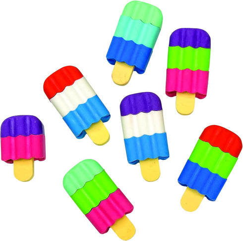 Raymond Geddes Scented 3D Ice Cream Bar Erasers, 48 per Bag, Mix and Match 3D Erasers for Kids, School Party Favors.