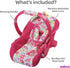 Adora Baby Doll Car Seat - Removable Seat Cover, Machine Washable, Fits Dolls & Plush Animals Up To 20” - Pink Flower
