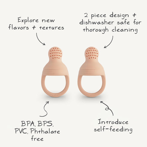 6 mushie Silicone Baby Fresh Fruit & Food Feeder Pacifier | Months+ (Shifting Sand)