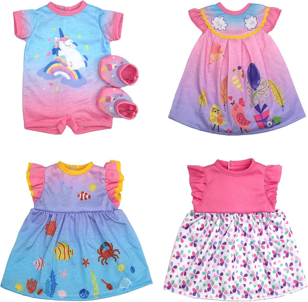 4 Pack Doll Clothes for 13-16 Inch Dolls, Dress Set for 13-16 Inch Dolls