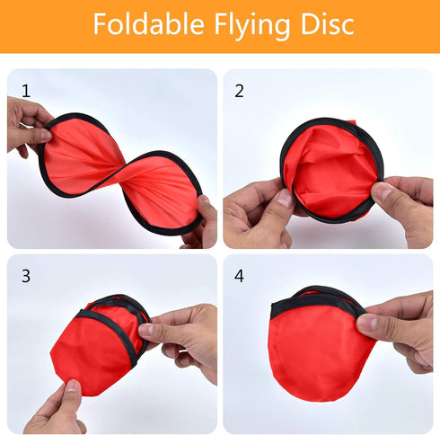 Mototo Foldable Flying Disc Fans with Bag, DIY Creative Handheld Fabric Fan for Fun Party Favors and Outdoor Activities