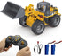 Fistone 9 Channel RC Front Loader, 4WD Alloy Shovel Loader Tractor, 2.4Ghz RC Bulldozer Toy with Lights for Kids 8-12