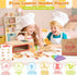iLuckinSpri Set 68PCS Counter Playset 3+ Wooden Pizza Toy for Kids, Montessori Pretend Play Food Toys, Wooden Pizza