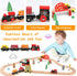 Set 39 5 3,4,5 Set Qilay Wooden Train for Toddler - Pcs Wood Train Tracks with Crane, Bridge & Wooden Trains - Train
