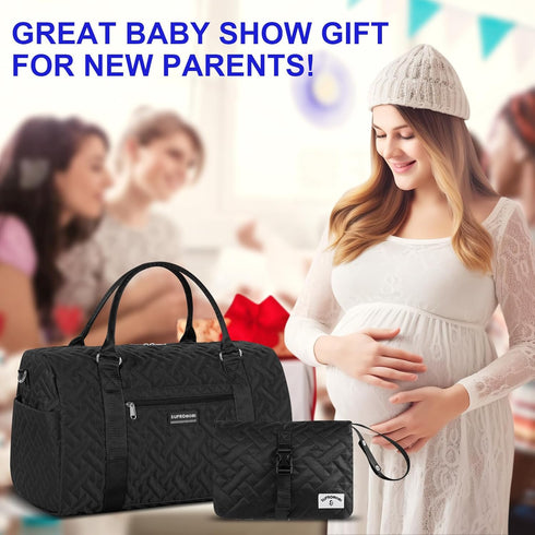Mommy 2 Diaper Bag Tote: Bag, Baby Bag for Boy and Girl, Mom Hospital Bag, Twins or Kids Diapers Bag