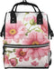 FHEDVBN Pink Flowers Diaper Bag Backpack for Women Multifunction Waterproof Mummy Backpacks for