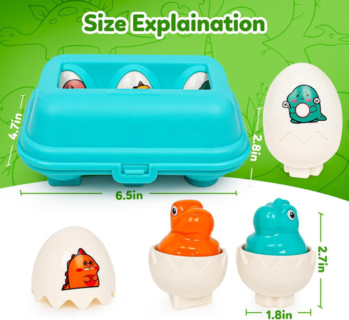 Dinosaur Matching Eggs Toys for Toddlers, Sensory Fun Educational Learning Puzzle Games for 1-3 Years Old Boys Girls