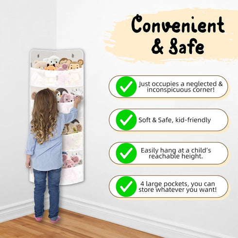 Soft Corner Shelf | Child-Friendly Wall Mount Storage | Safe Hanging Organizer for Toys, Sundries, Diapers, Stuffed