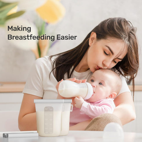 7 12oz/360ml Nuliie Pcs Reusable Silicone Breastmilk Storage Bags, Double Leak-Proof Breastmilk Freezer Bags, BPA Free