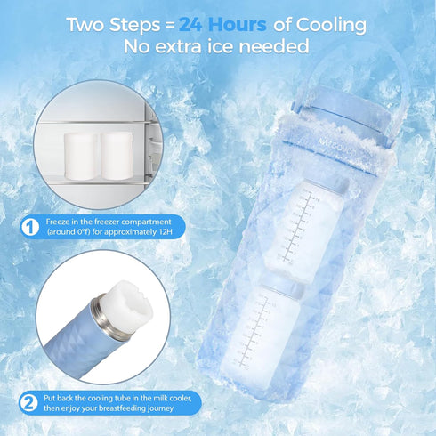 NATGOVOD 22oz Travel,24H 2pcs Portable Breast Milk Cooler for Ice-Free Cooling Breastmilk Storage Bottles Container