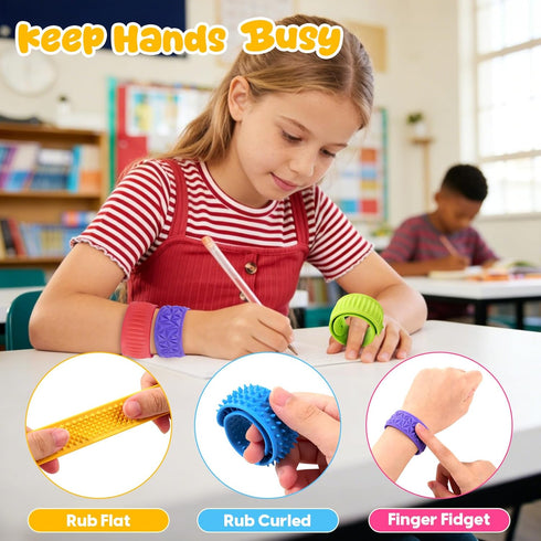 12 Pack, Fidget Toys for Kids Adults: Textured Silicone Slap Bracelets Sensory Toys for Autism ADHD, Stress Toys