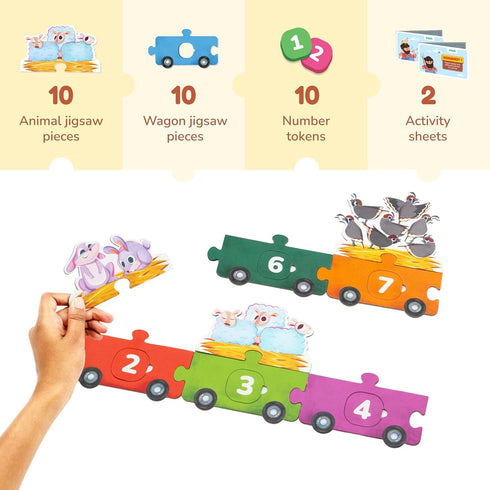 Farmyard Math Magic! 123 Ride with Animals - Three-way Puzzle Magic for Kids Ages 2-4, Birthday Gifts