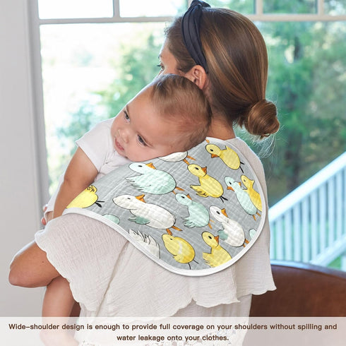 Bulletgxll Set 4, Cute Ducks Unisex Baby Burp Cloths of Soft Absorbent Organic Cotton Muslin Burping Cloths for Newborn