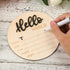 NQEUEPN 5.9 Inch Baby Announcement Sign, Wooden Hello World Newborn Welcome Sign Birth Baby Name Plaques for Photo