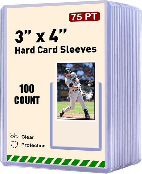 RIXUGIT 100ct 3"x4" Hard Card Sleeves - 75pt Hard Plastic Trading Card Protector,