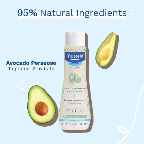 Mustela Baby Gentle Shampoo with Natural Avocado - Tear-Free & Biodegradable Formula - 1 or 2-Pack