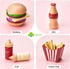 Wooden Play Food for Kids, Pretend Hamburger Set Fast Food Toy Kitchen Accessories for Boys Girls Educational Gift