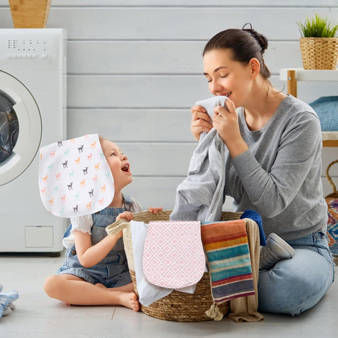 100% Set, 5 Pack Little Tots Burp Cloths Cotton Baby Burp Absorbent & Soft Burping Cloth Newborn Towel for Newborns