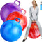 Lewtemi 3 Pcs 29 Inch Bouncing Ball with Handle - Outdoors Hopper Ball, Exercise Ball and Air Pump